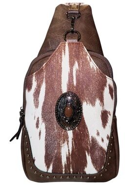 SAM & HADLEY Cowhide Printed Vegan Leather Sling Bag - NWT